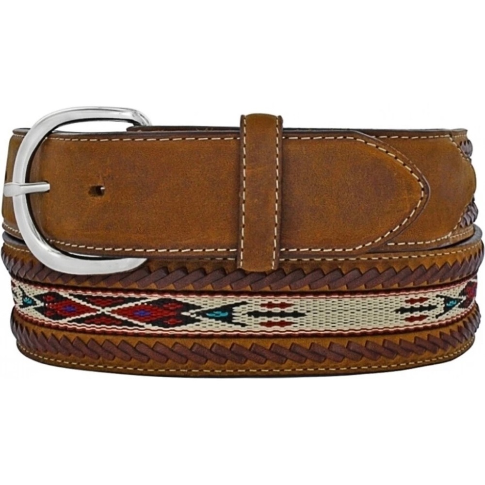Tony Lama Belt Laced Edge Leather Rodeo Cowboy Western Faded Sz 40
